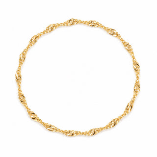 Gold chain bracelet on a white background