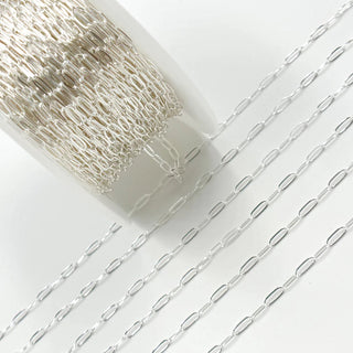 925 Sterling Silver Paperclip Chain, 2x5mm
