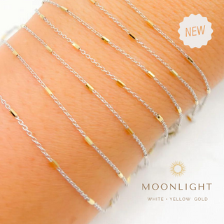 Permanent Bracelet Wholesale Supply - 14k White & Yellow Solid Gold Moonlight - Infinity Bracelet Kit
