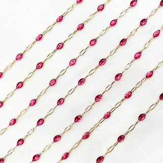Sparkling Red Wine Enamel - 14k Gold Fill - Permanent Jewelry Wholesale Chain