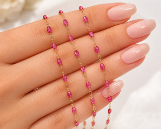 Sparkling Red Wine Enamel - 14k Gold Fill - Permanent Jewelry Wholesale Chain