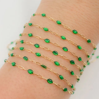 Esméralda - 14k Gold Fill Emerald Green Enamel Chain