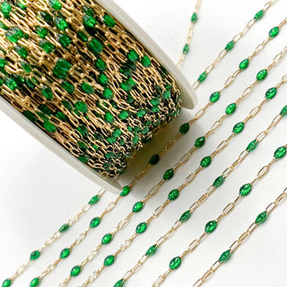 Esméralda - 14k Gold Fill Emerald Green Enamel Chain
