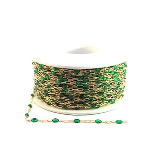 Esméralda - 14k Gold Fill Emerald Green Enamel Chain