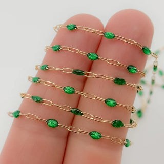 Esméralda - 14k Gold Fill Emerald Green Enamel Chain