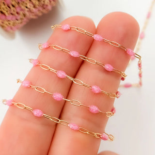 Aphrodite - 14k Gold Fill Base with Pink Enamel Stations