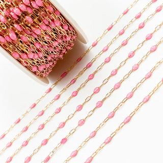 Aphrodite - 14k Gold Fill Base with Pink Enamel Stations