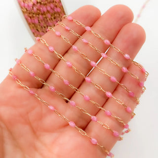Aphrodite - 14k Gold Fill Base with Pink Enamel Stations