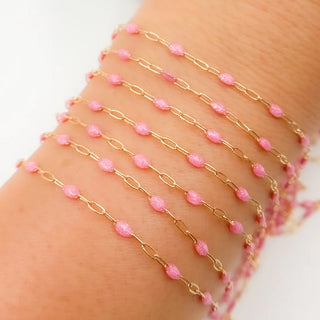 Aphrodite - 14k Gold Fill Base with Pink Enamel Stations