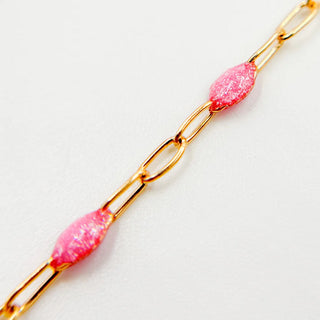 Aphrodite - 14k Gold Fill Base with Pink Enamel Stations